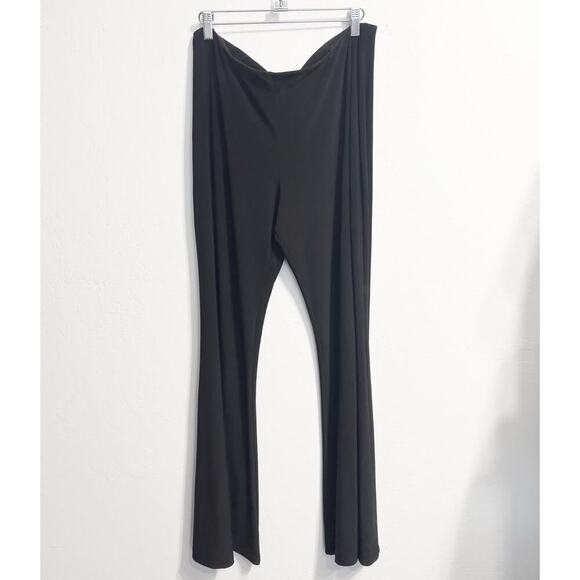 Sympli Slinky Pants Pull On Sz 14 Black Wide Leg Stretchy Flare Basic - Picture 2 of 9